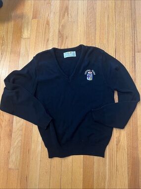Cardinal O’Hara navy V-Neck Sweater with Embroidered Crest - Unbranded